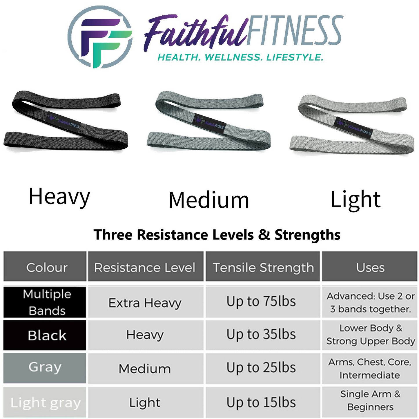 3 BAND BUNDLE - FFHWL Signature Edition Long Resistance Bands